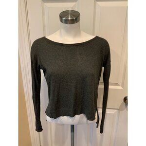 ElizabetAnd James Gray Thin Knit High-Low Long Sleeve Top, Size XS